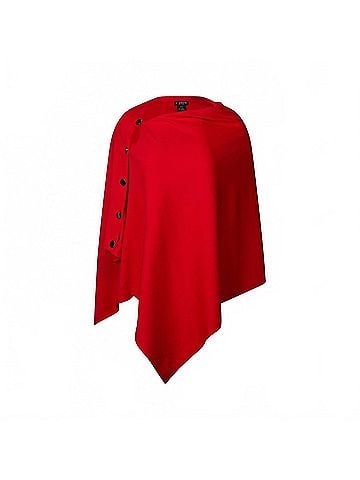 J'envie Luzern Side-Button Poncho in Lipstick (view 1)