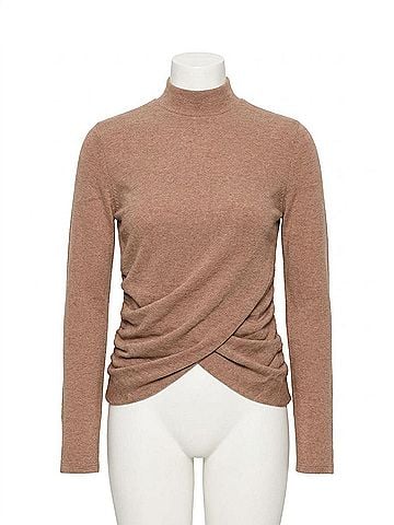 Sanctuary Draped Mock Neck Sweater in Mocha (view 1)