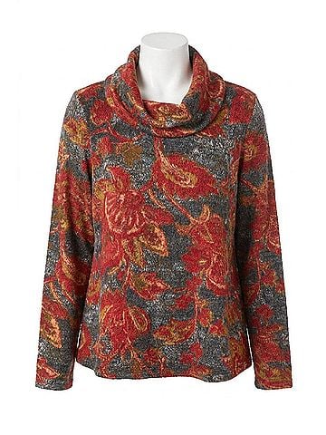 Habitat Aspen Paisley Cowl Top in Truffle (view 1)
