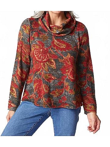 Habitat Aspen Paisley Cowl Top in Truffle (view 2)