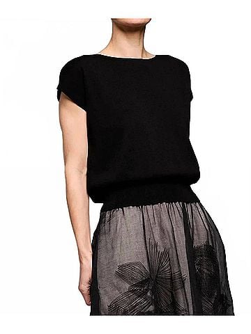 Nic + Zoe Perfect Pairing Short Sleeve Sweater in Black Onyx (view 2)