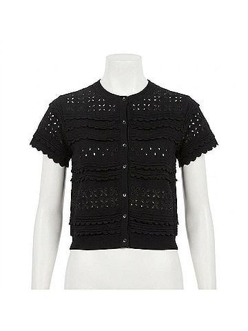 Ulla Johnson Abriana Eyelet Knit Cardigan in Black (view 1)