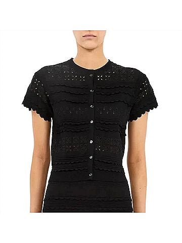 Ulla Johnson Abriana Eyelet Knit Cardigan in Black (view 2)