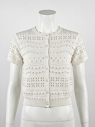 Ulla Johnson Abriana Eyelet Knit Cardigan in Ivory (view 2)