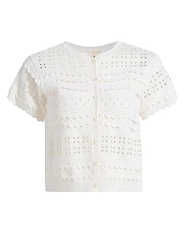 Ulla Johnson Abriana Eyelet Knit Cardigan in Ivory (view 1)