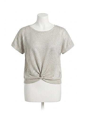 Nic + Zoe Glazed Feather Knit Sweater in Cobblestone (view 1)