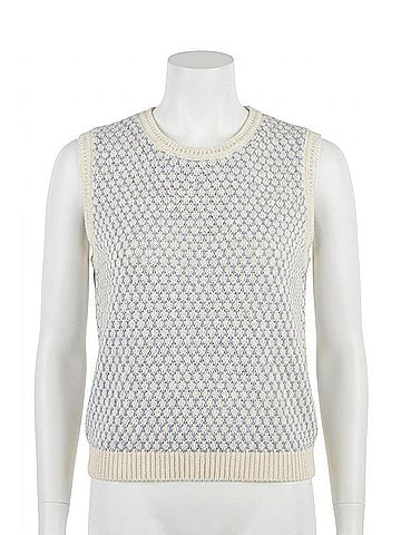 Lyssé Claire Textured Mesh Sweater in Ecru/Azzuro (view 1)