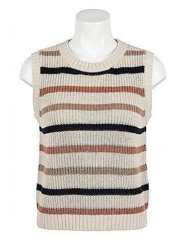 Fate Layered Shirt Stripe Sweater in Taupe (view 1)