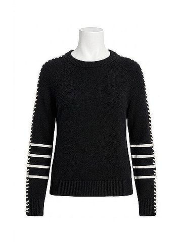 Nic + Zoe Della Dashing Down Sweater in Black Onyx White (view 1)