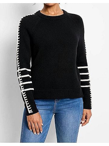 Nic + Zoe Della Dashing Down Sweater in Black Onyx White (view 2)