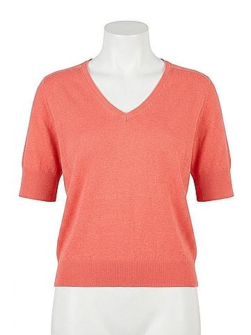 Lilla P V-Neck Saddle Sleeve Sweater in Firefly (view 1)
