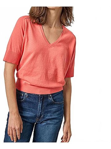Lilla P V-Neck Saddle Sleeve Sweater in Firefly (view 2)