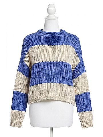 Free People Opal Rollneck Knit Stripe Sweater in Cobalt Combo (view 1)