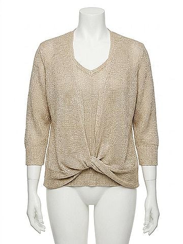 Nic + Zoe Subtle Sparkle 4-Way Cardigan in Brown Rice (view 1)