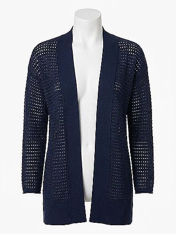 Nic + Zoe Moonlight Mesh Cardigan in Dark Indigo (view 1)