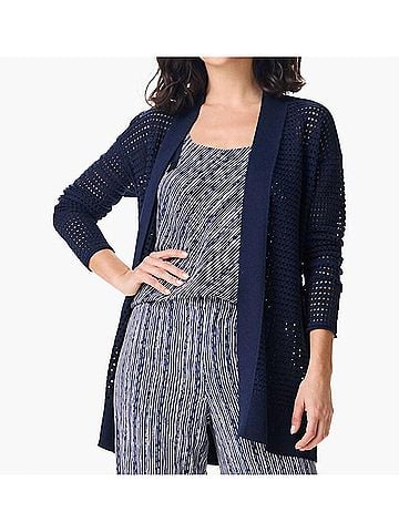 Nic + Zoe Moonlight Mesh Cardigan in Dark Indigo (view 2)