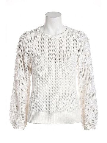 Frank Lyman Design Long Sleeve Knit Sweater Top in White (view 1)