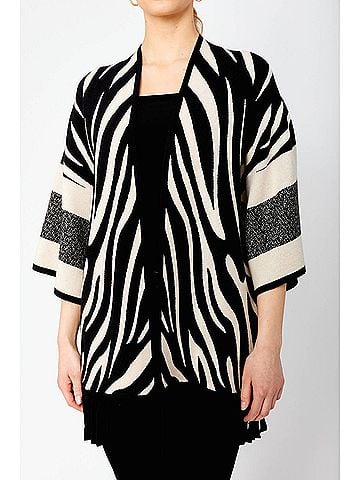 Frank Lyman Design Knit Throw Over in Black/Tan (view 2)