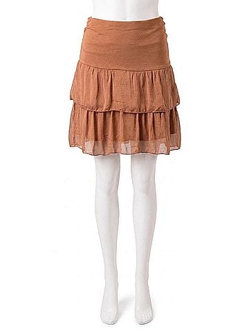 GiGi Moda Aida Short Tiered Mini Skirt in Rust (view 1)