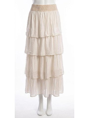 GiGi Moda Carrie Ruffled Maxi Skirt in Beige (view 1)