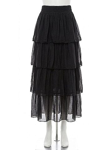 GiGi Moda Carrie Ruffled Maxi Skirt in Black (view 1)