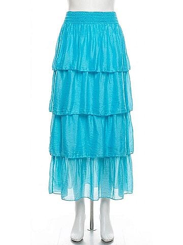 GiGi Moda Carrie Ruffled Maxi Skirt in Turquoise (view 1)