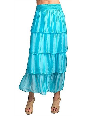 GiGi Moda Carrie Ruffled Maxi Skirt in Turquoise (view 2)