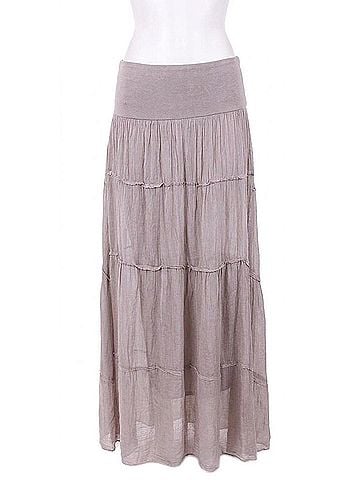GiGi Moda Solima Long Tiered Maxi Skirt in Taupe (view 1)