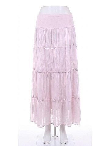 GiGi Moda Solima Long Tiered Maxi Skirt in Pink (view 1)