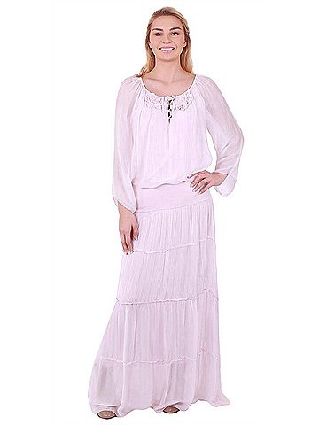 GiGi Moda Solima Long Tiered Maxi Skirt in Pink (view 2)