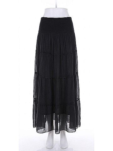 GiGi Moda Solima Long Tiered Maxi Skirt in Charcoal (view 1)