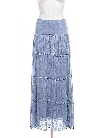 GiGi Moda Solima Long Tiered Maxi Skirt in Blue (view 1)