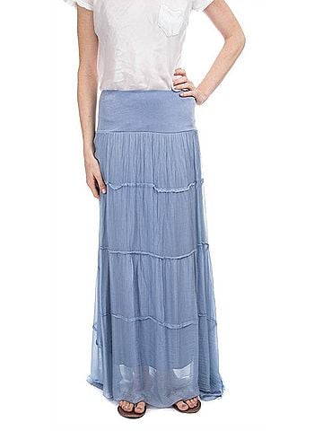 GiGi Moda Solima Long Tiered Maxi Skirt in Blue (view 2)