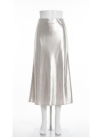 Current Air Metallic Silk Midi Skirt in Silver (view 1)