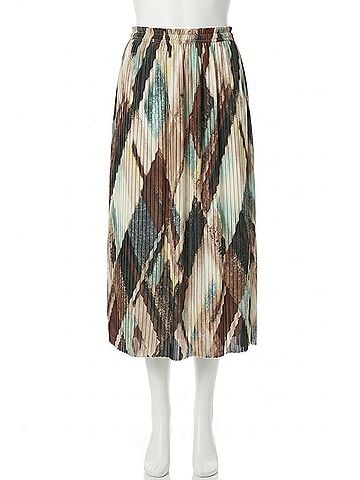 Lilla P Pleated Maxi Skirt in Cappuccino Plaid (view 1)