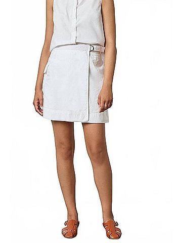 Lilla P Eyelet Pocket Wrap Skirt in White (view 2)