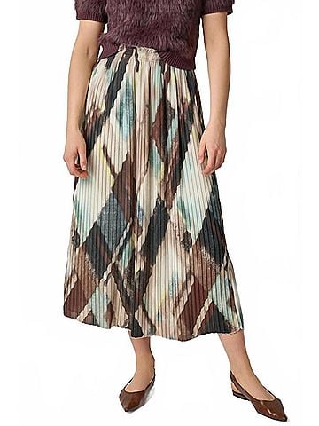 Lilla P Pleated Maxi Skirt in Cappuccino Plaid (view 2)