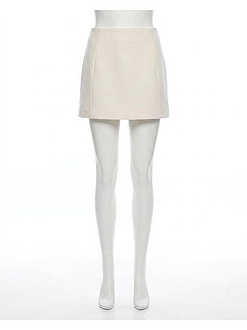 French Connection Textured Boiled Wool Mini Skirt in Porcelain Cream (view 1)
