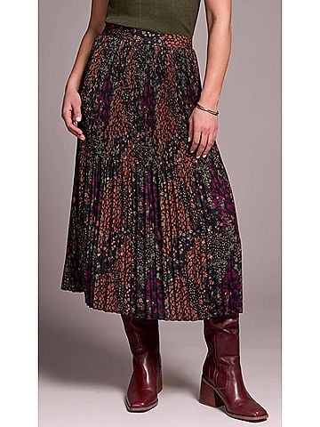 Tribal Plisse With Slit Skirt in Plum Wine (view 2)