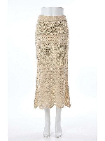 Sadie & Sage Dya Crochet Knit Midi Skirt in Cream (view 1)