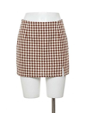 Sadie & Sage Mustang Gingham Skirt in Brown (view 1)
