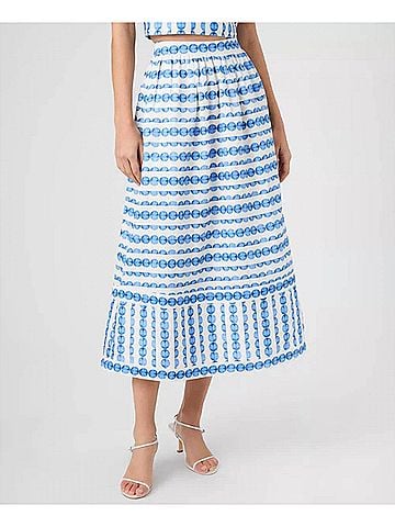 French Connection Structured Taffeta Skirt in True Blue (view 2)