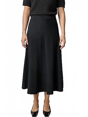 Lilla P Flared Knit Skirt in Black (view 2)