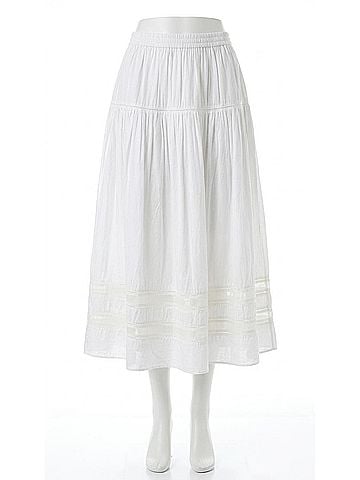 Current Air Tiered Gathered Skirt With Ladder Lace in White (view 1)