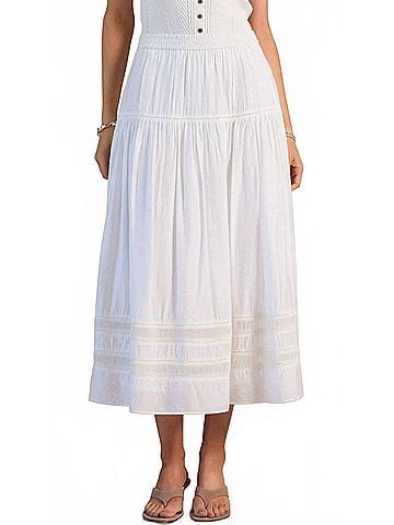 Current Air Tiered Gathered Skirt With Ladder Lace in White (view 2)
