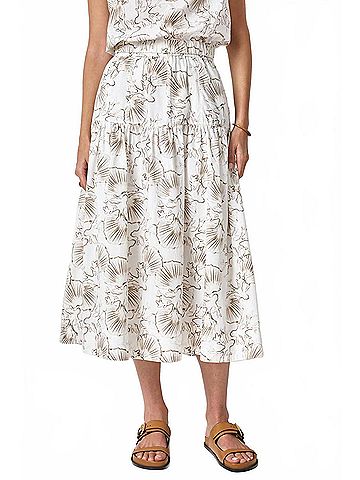Lilla P Poplin Yoke Skirt in Fern Print (view 2)