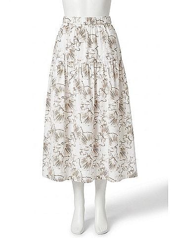Lilla P Poplin Yoke Skirt in Fern Print (view 1)