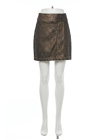 Lilla P Metallic Mini Skirt in Copper Denim (view 1)