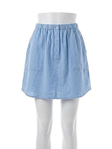 Lilla P Air Textured Cotton Round Hem Skirt in Malibu (view 1)