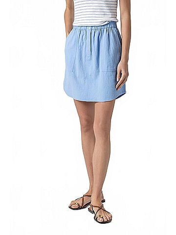 Lilla P Air Textured Cotton Round Hem Skirt in Malibu (view 2)